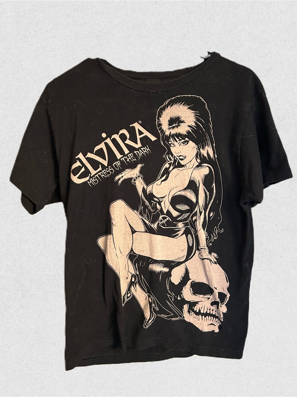 Elvira Graphic Tee - Black with Cream Print